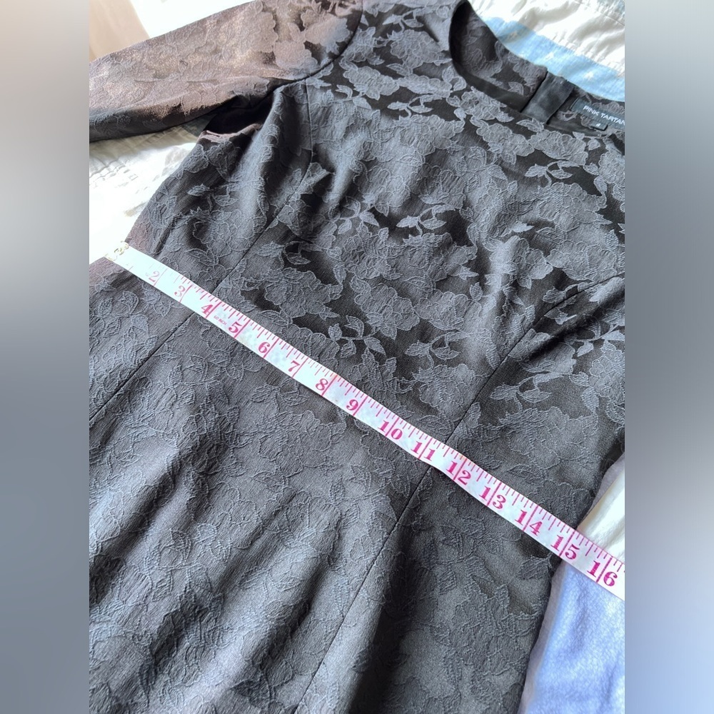 Pink Tartan Black Floral Midi Dress Formal Cocktail Wedding Guest Size 4 - Picture 9 of 9